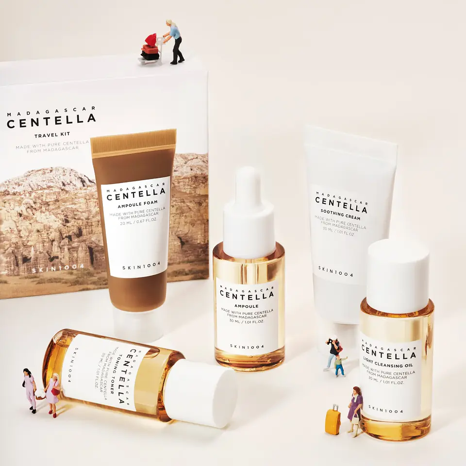 Madagascar Centella Travel Kit (SKIN1004) Set de miniaturas 1 Limpiador oleoso 30ml + 1 Limpiador en espuma 20 ml + 1 Tónico 30ml + 1 Serum 30ml + 1 Crema 30ml 3