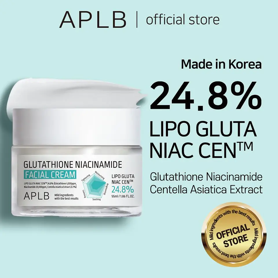 Glutathione Niacinamide Facial Cream (APLB) - 55ml Crema calmante y aclarante con niacinamida y centella asiática 4