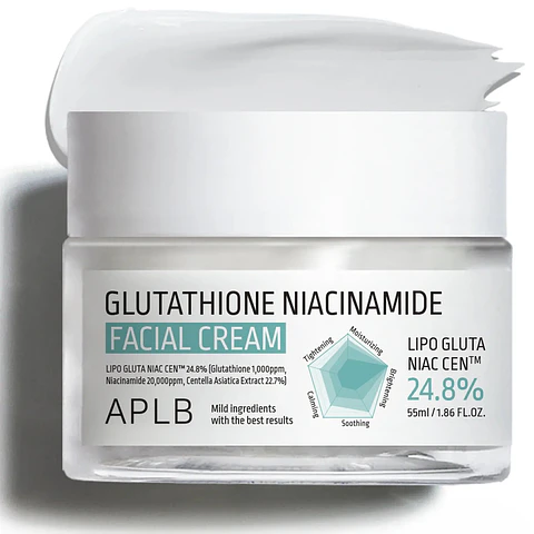 Glutathione Niacinamide Facial Cream (APLB) - 55ml Crema calmante y aclarante con niacinamida y centella asiática