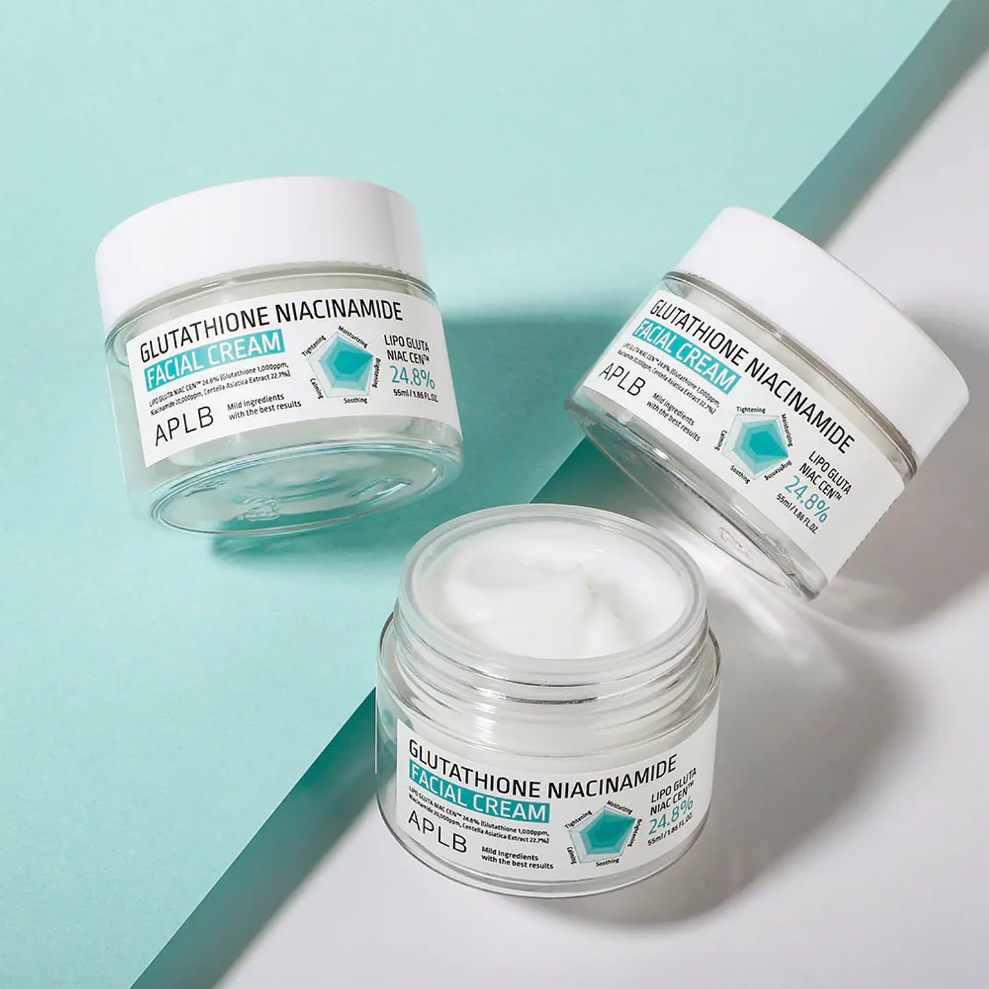 Glutathione Niacinamide Facial Cream (APLB) - 55ml Crema calmante y aclarante con niacinamida y centella asiática 6