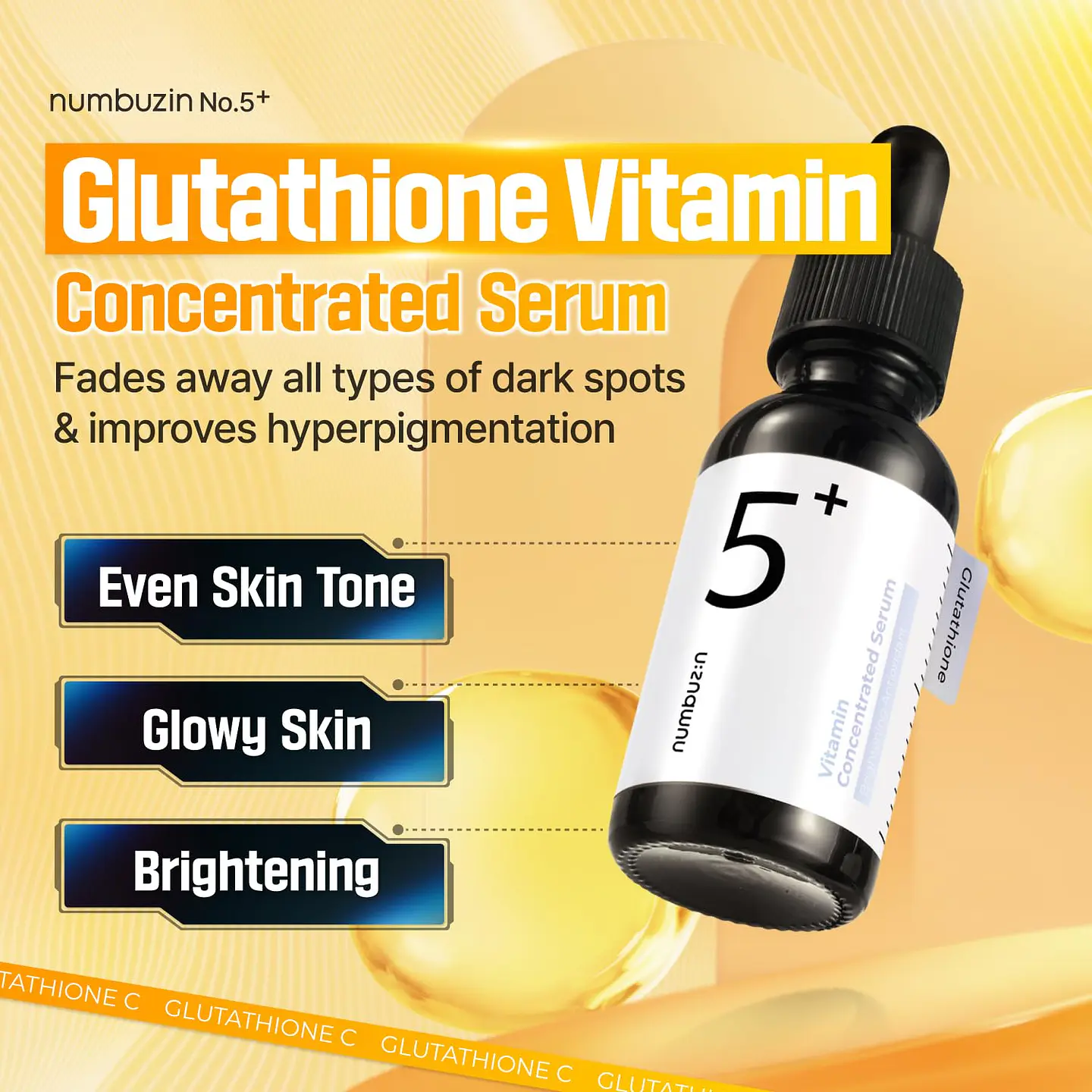No.5 Vitamin Concentrated Serum (Numbuzin) -30ml Serum aclarante con glutatión, niacinamida, ácido tranexámico y arbutina 2