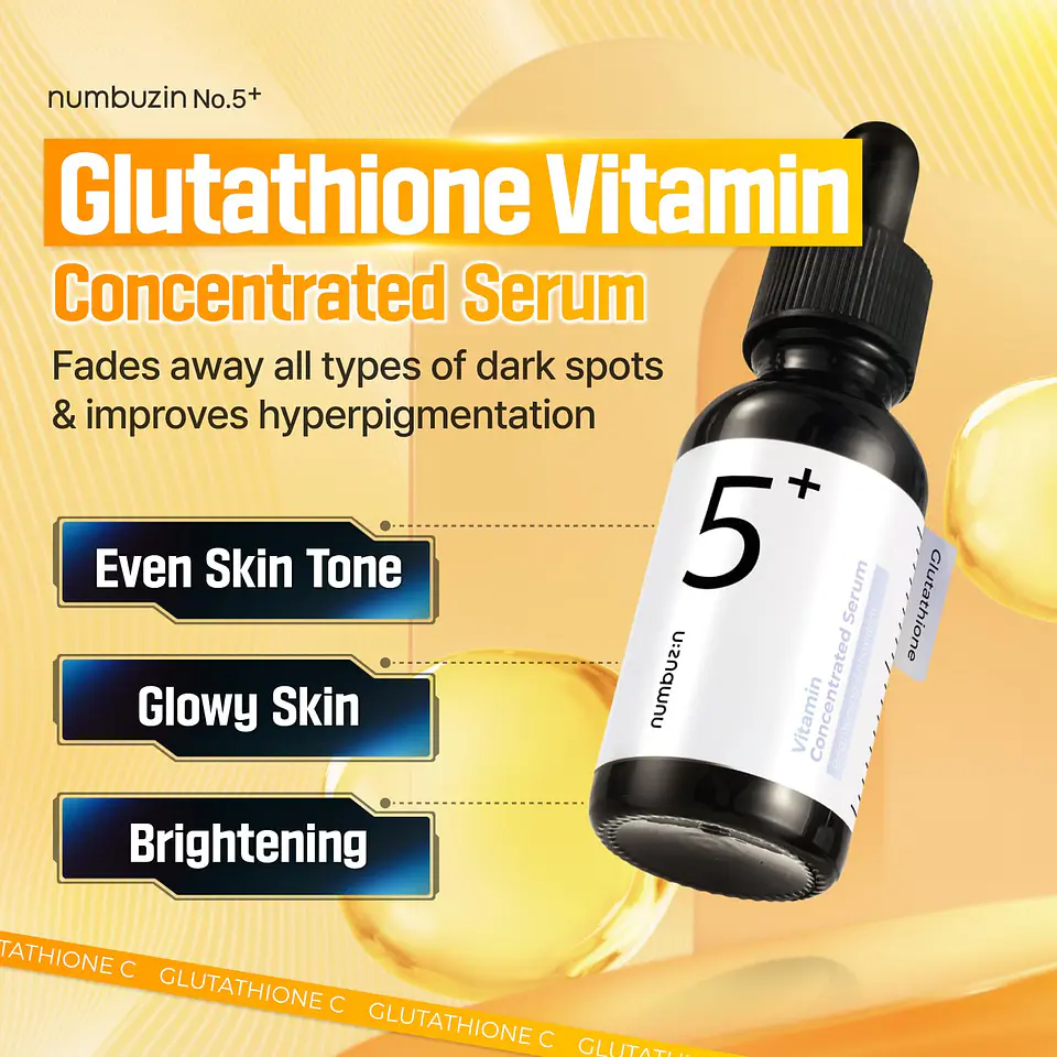 No.5 Vitamin Concentrated Serum (Numbuzin) -30ml Serum aclarante con glutatión, niacinamida, ácido tranexámico y arbutina 2