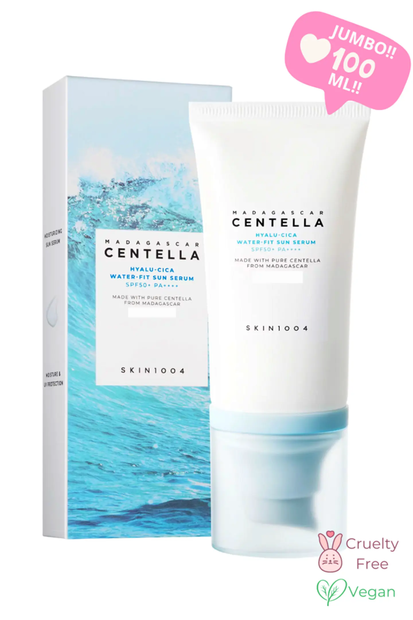 Madagascar Centella Hyalu-cica Sun Serum (SKIN1004) - 100 ml Tamaño Jumbo Protector solar ligero pieles sensibles  13