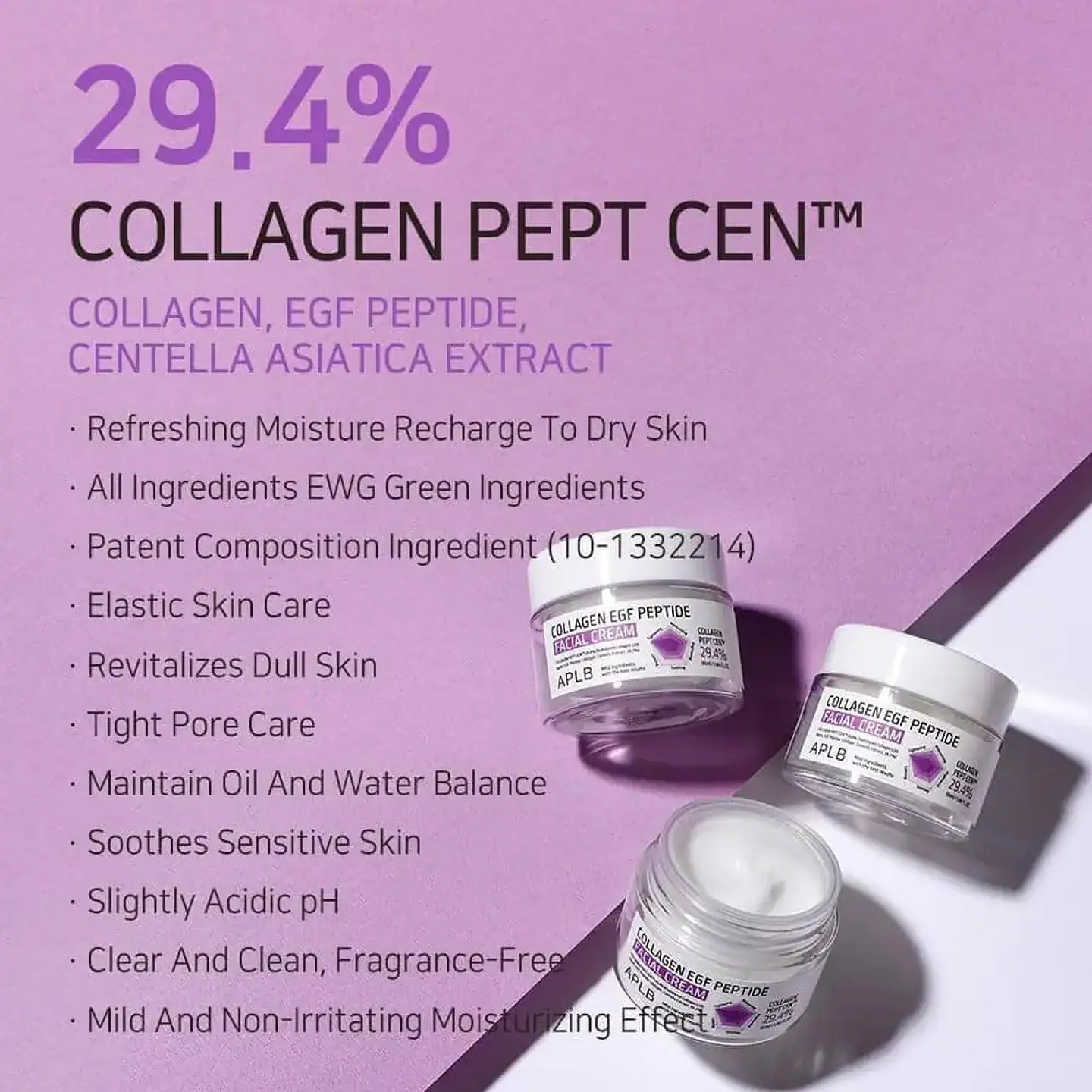 Collagen EGF Peptide Facial Cream (APLB) - 55ml Crema antiedad con colágeno, péptidos y centella asiática 7