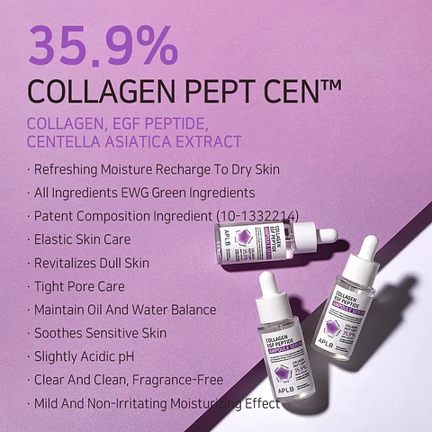 Collagen EGF Peptide Ampoule Serum (APLB) - 40ml Serum antiedad con colágeno, péptidos y centella asiática