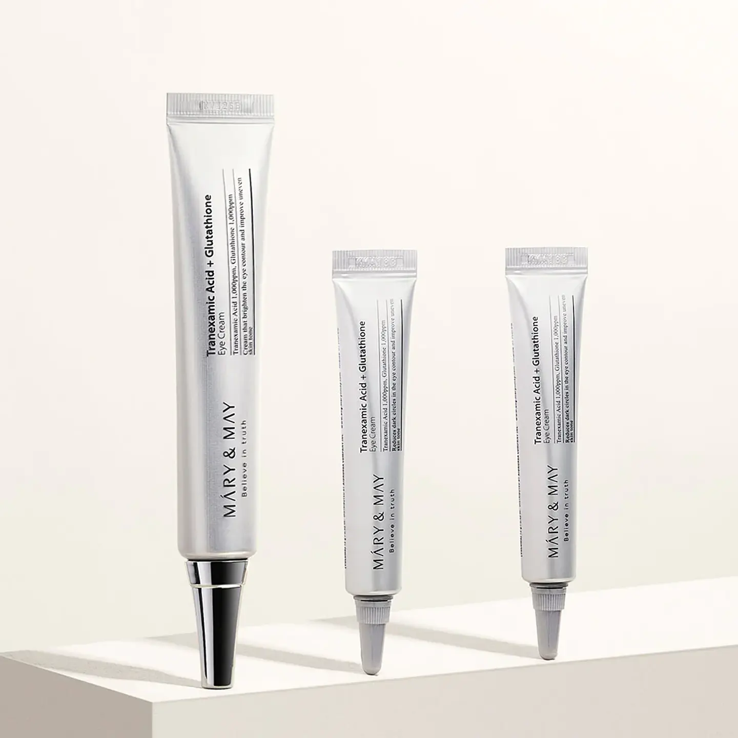 Tranexamic Acid + Glutathione Eye Cream Special Set (Mary & May) -30ml + 12ml + 12ml Crema aclarante ojeras contorno ojos 7