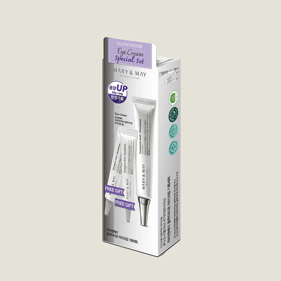 Tranexamic Acid + Glutathione Eye Cream Special Set (Mary & May) -30ml + 12ml + 12ml Crema aclarante ojeras contorno ojos 4