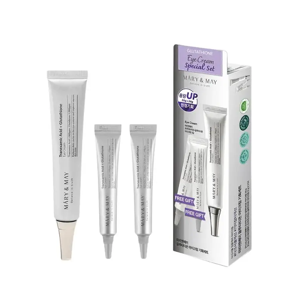 Tranexamic Acid + Glutathione Eye Cream Special Set (Mary & May) -30ml + 12ml + 12ml Crema aclarante ojeras contorno ojos 1
