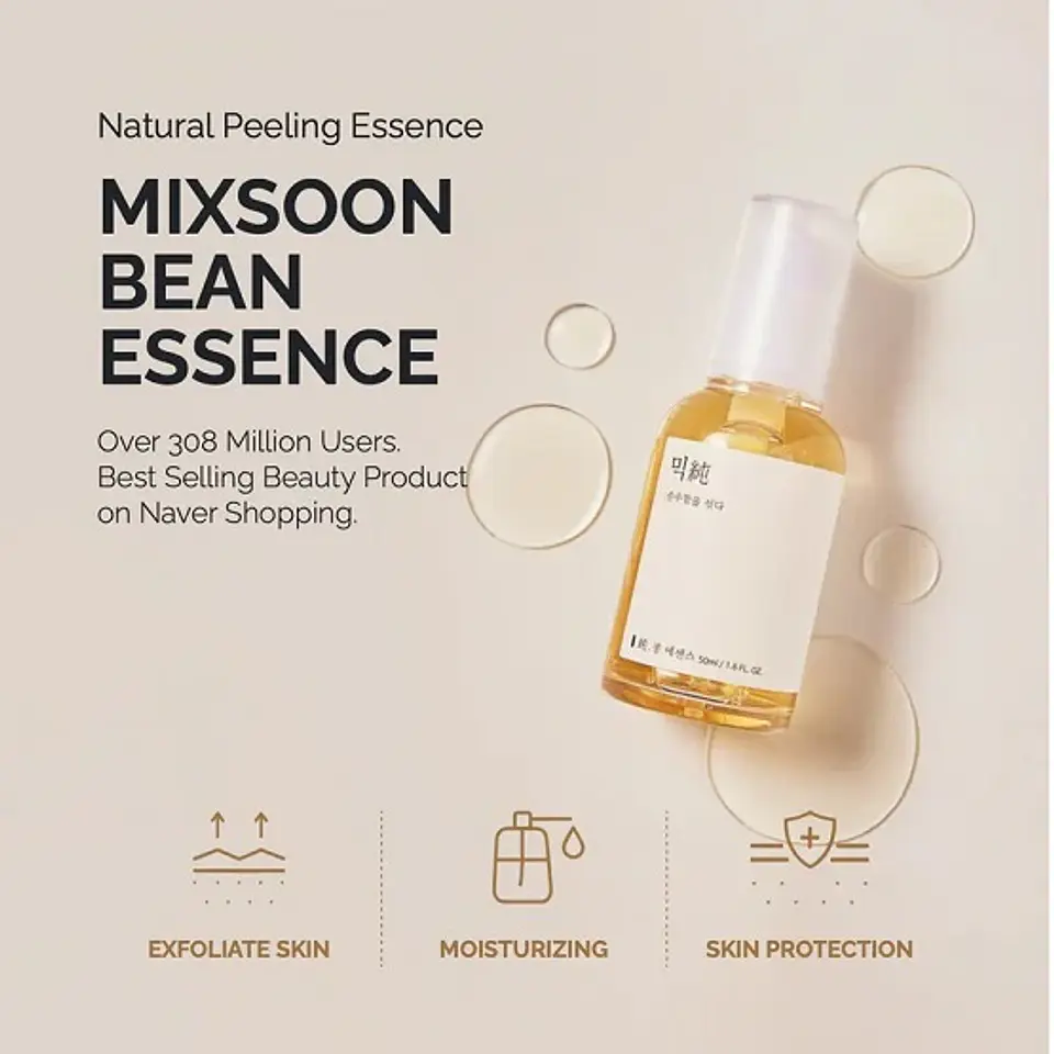 Bean Essence (Mixsoon) - 50ml Esencia antiedad y exfoliante suave con soja fermentada 11