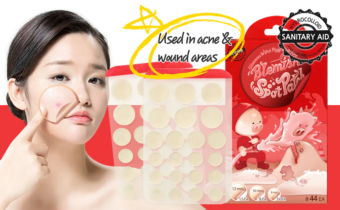 Witch Piggy Hell-Pore Blemish Spot Patch (Elizavecca) - Set de 44 Parches para las espinillas 4