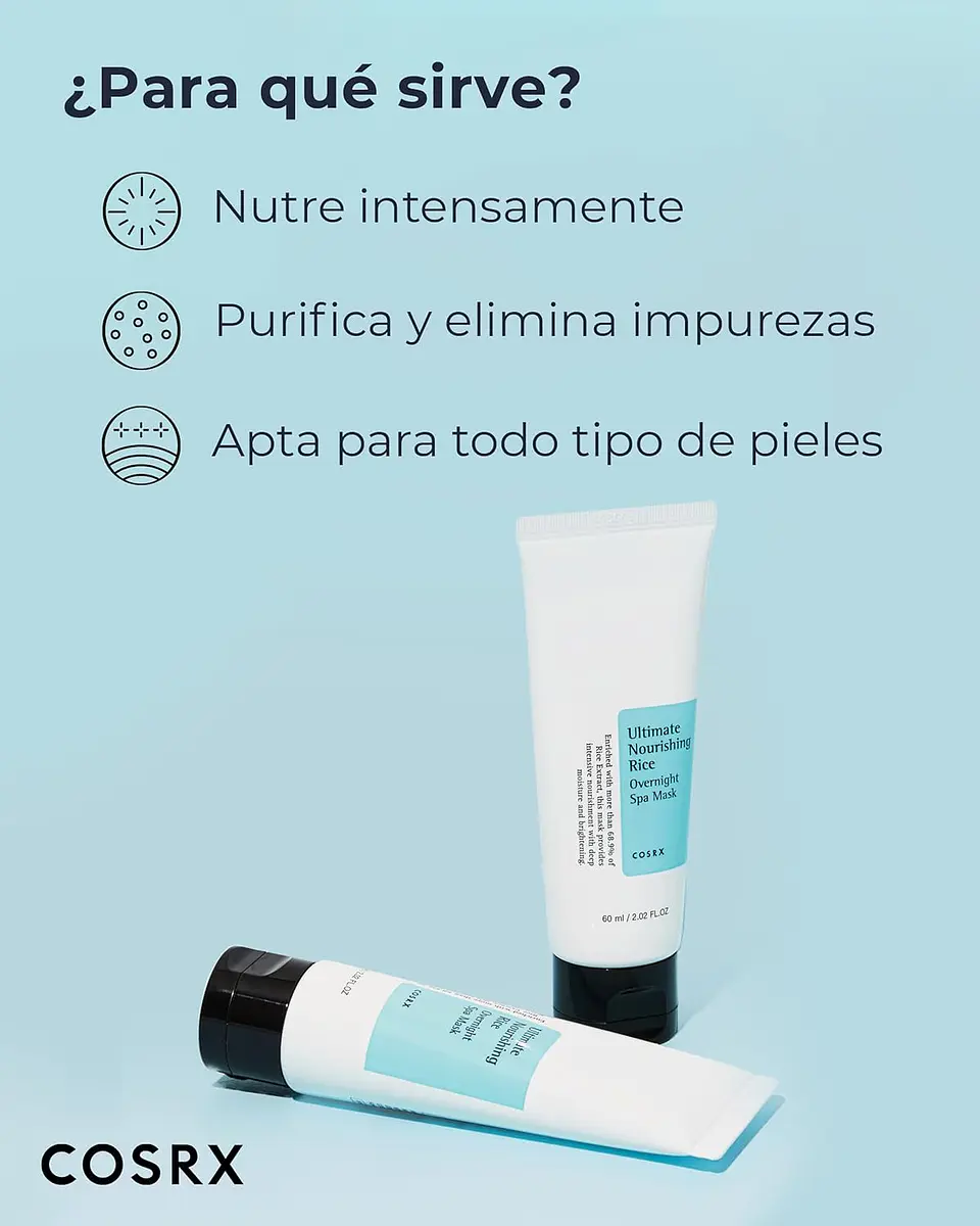 Ultimate Nourishing Rice Overnight Spa Mask (COSRX) - 60ml Mascarilla nocturna aclarante e hidratante 3