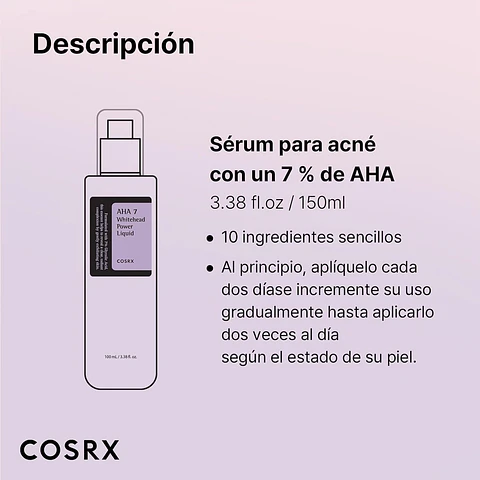 AHA 7 Whitehead Power Liquid (COSRX) - 100ml Esencia Exfoliante anti imperfecciones
