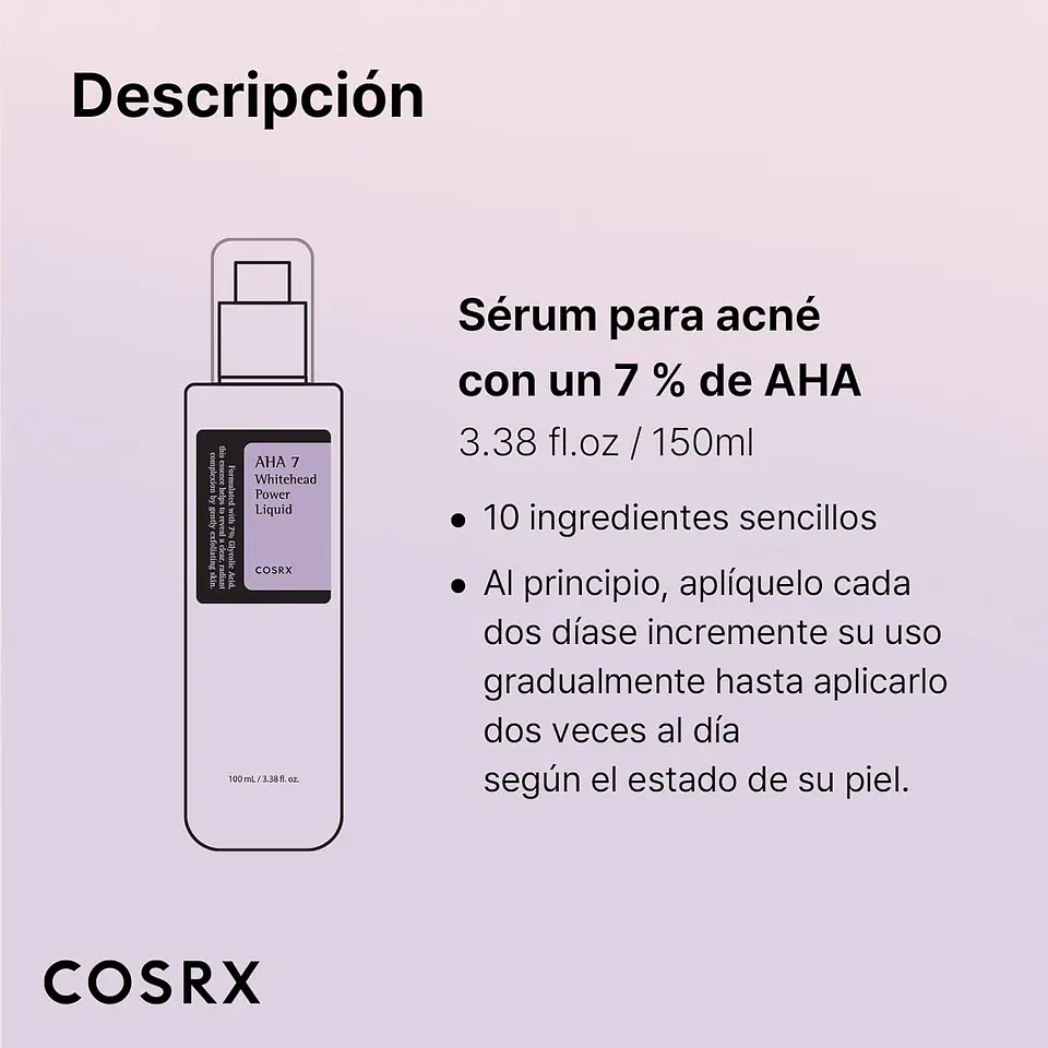 AHA 7 Whitehead Power Liquid (COSRX) - 100ml Esencia Exfoliante anti imperfecciones 2