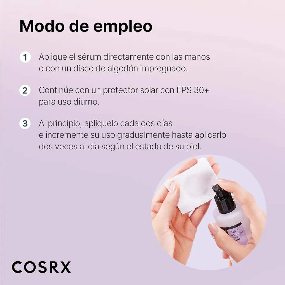 AHA 7 Whitehead Power Liquid (COSRX) - 100ml Esencia Exfoliante anti imperfecciones 6