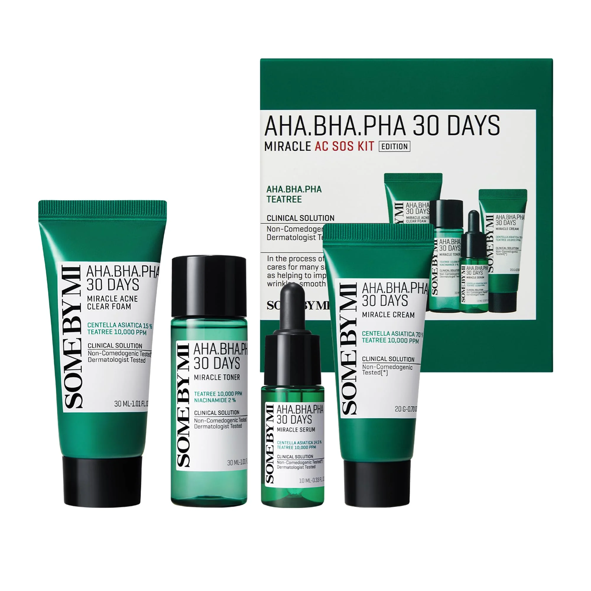 Some by Mi AHA BHA PHA 30 Days Miracle AC SOS Kit (Some By Mi) - Set de miniaturas para pieles problemáticas