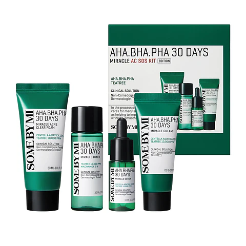 AHA BHA PHA 30 Days Miracle AC SOS Kit (Some By Mi) - Set de miniaturas para pieles problemáticas