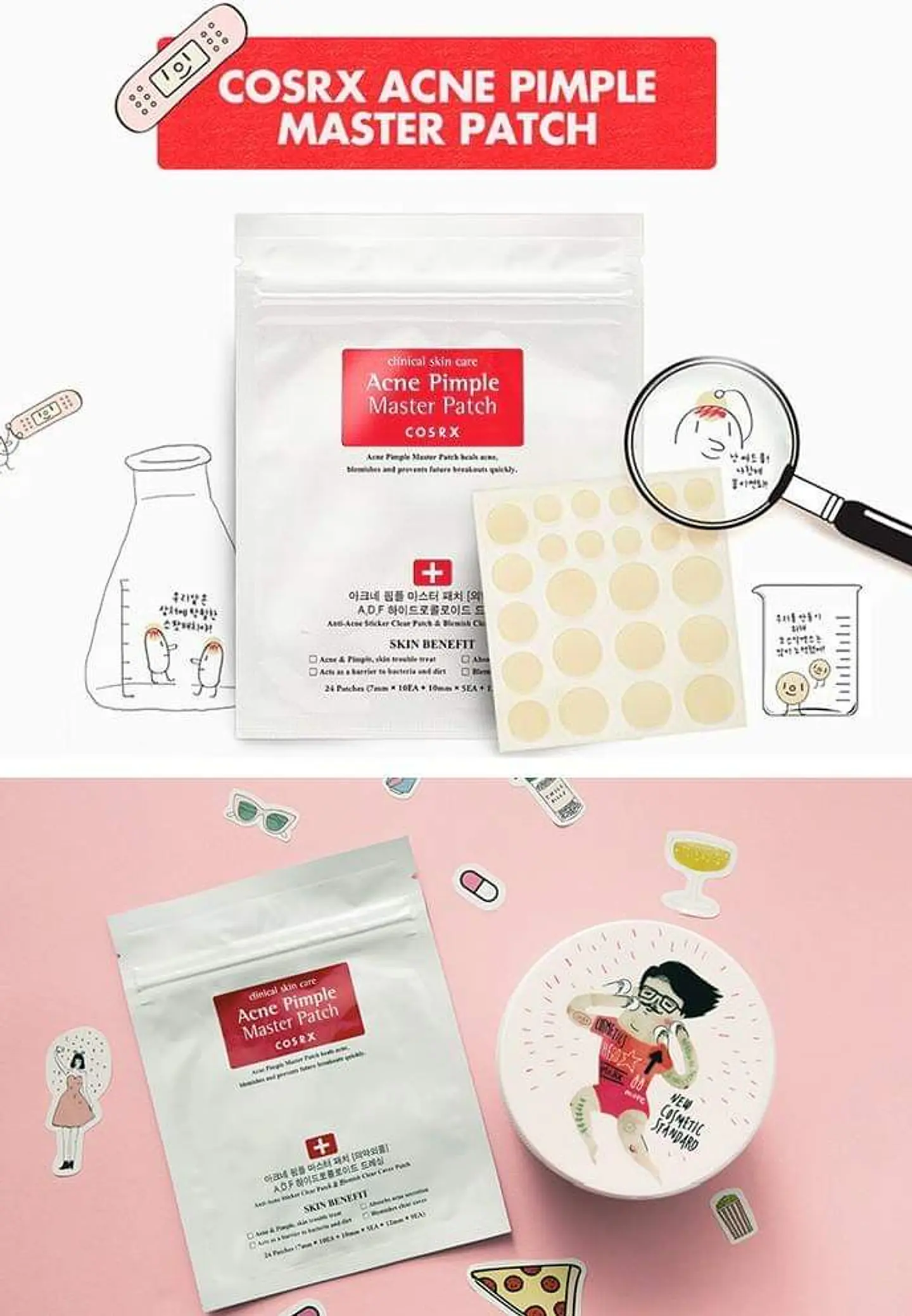 Pack de 5 Acne Pimple Master Patch (COSRX) - 5 Sobres con 24 parches hidrocoloides para espinillas 5