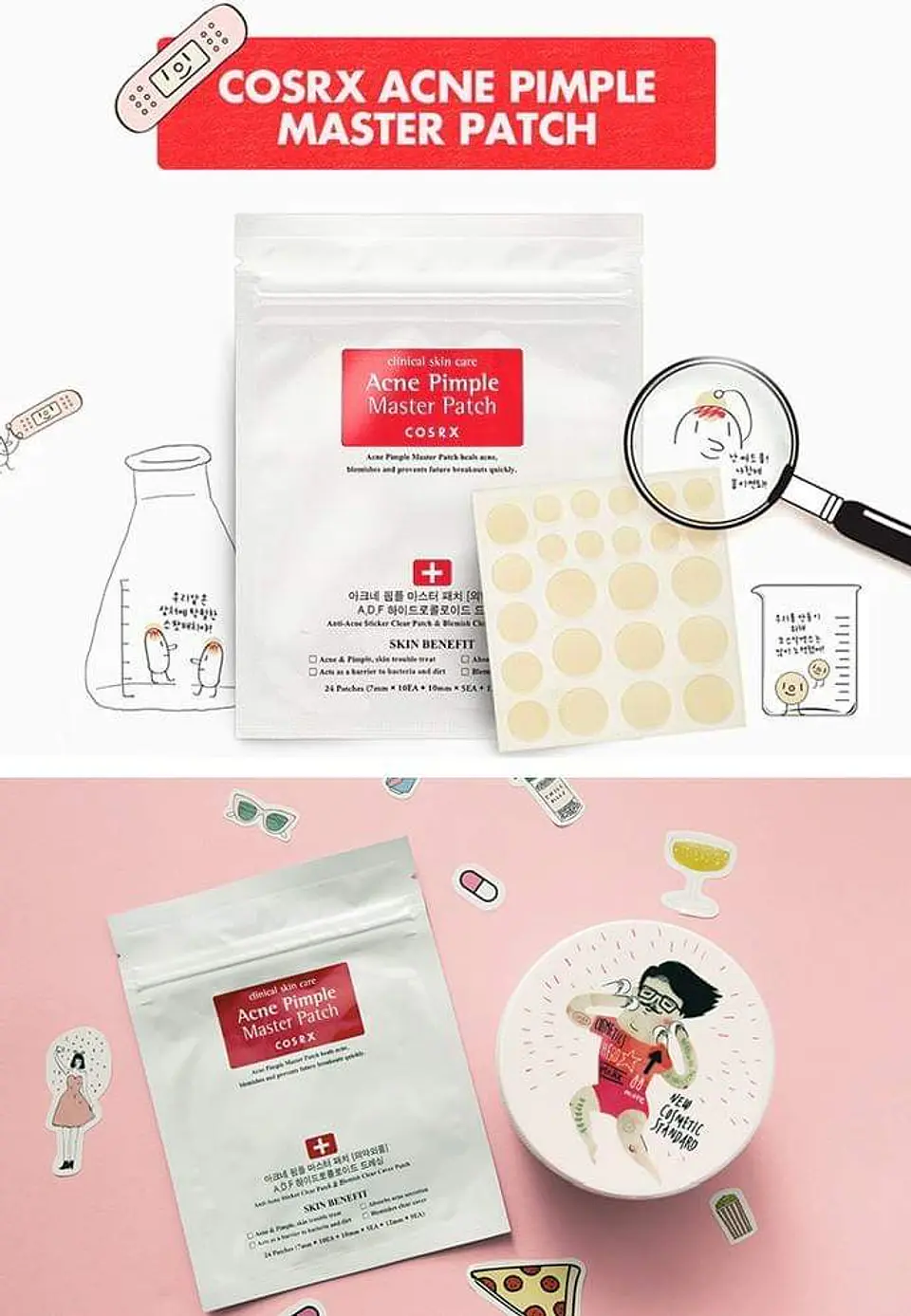 Pack de 5 Acne Pimple Master Patch (COSRX) - 5 Sobres con 24 parches hidrocoloides para espinillas 5