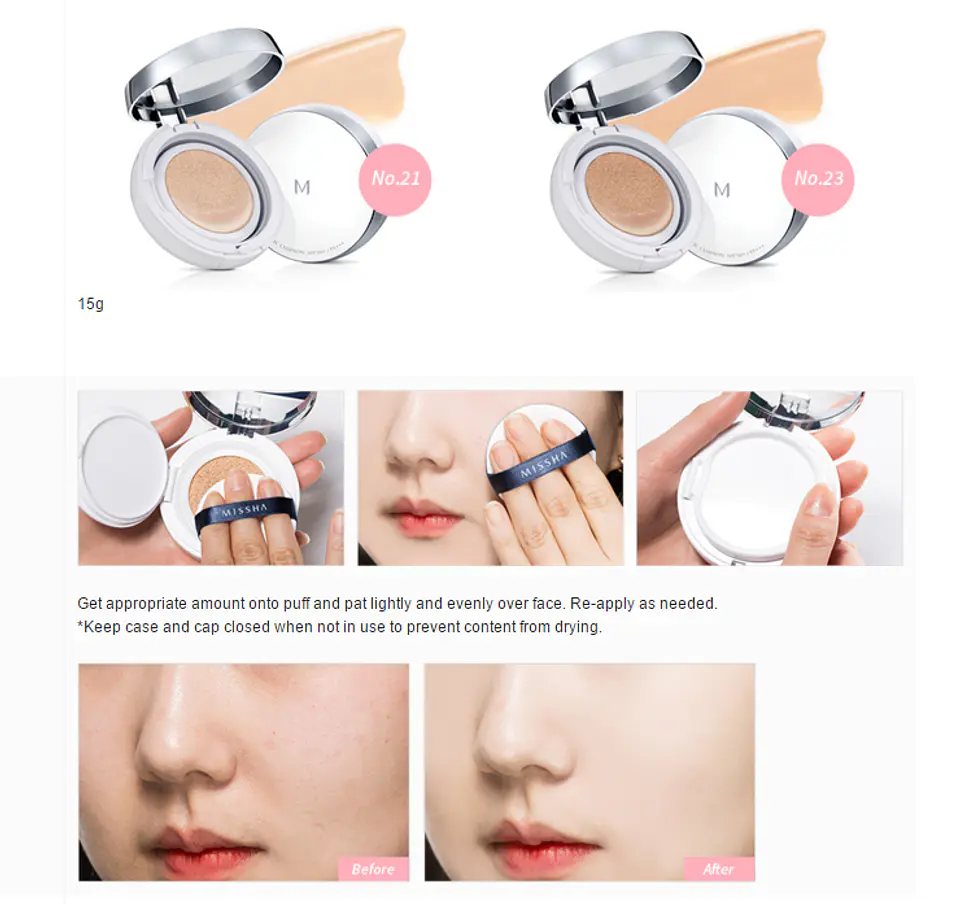 Repuesto Magic Cushion Cover Lasting Refill SPF50+/PA+++ (Missha) -  15 grs Tonos 21 y 23 3