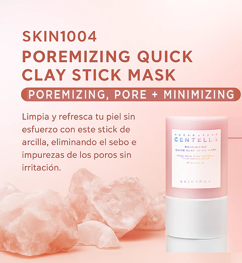 Madagascar Centella Poremizing Quick Clay Stick Mask (SKIN1004) - Limpiador en barra con centella asiática 27gr 