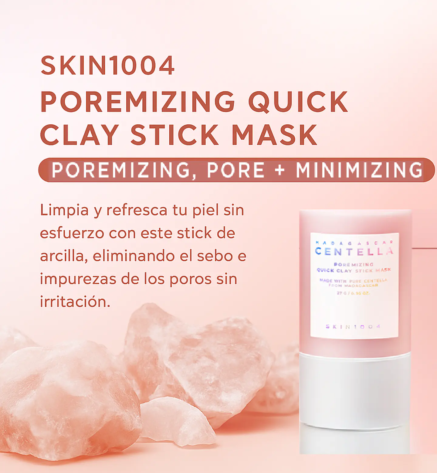  Madagascar Centella Poremizing Quick Clay Stick Mask (SKIN1004) - Limpiador en barra con centella asiática 27gr  2