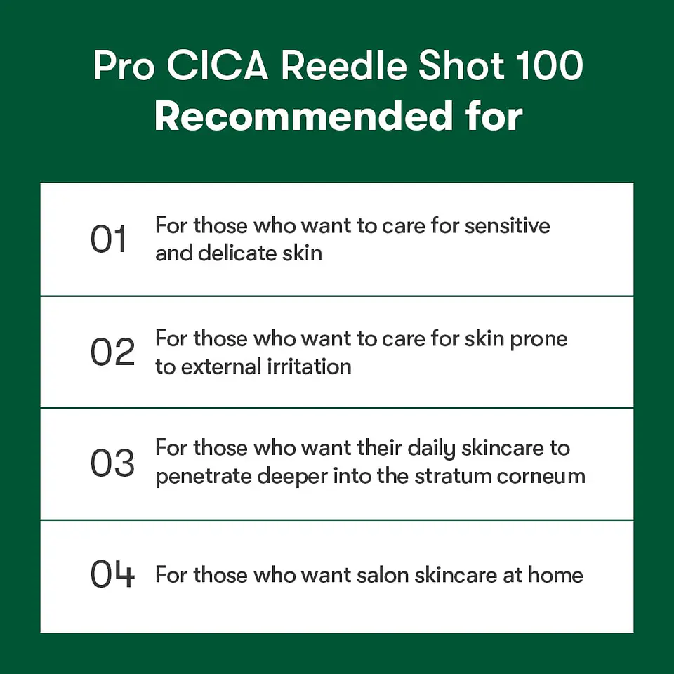 Pro Cica Reedle Shot 100 (VT Cosmetics)  - 20 o 50ml - Serum concentrado con microagujas con centella asiática  4
