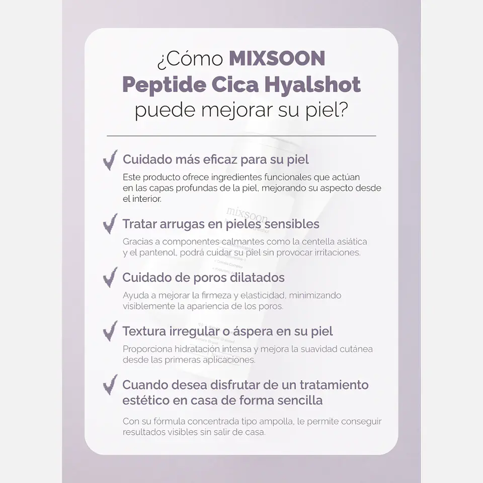 Peptide Cica Hyalshot (Mixsoon) - 50ml Serum antiedad hidratante con péptidos y ácido hialurónico 5