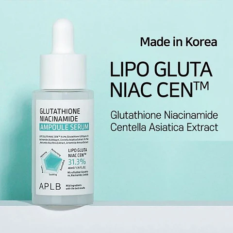 Glutathione Niacinamide Ampoule Serum (APLB) - 30ml Serum calmante y aclarante con niacinamida, centella y glutatión