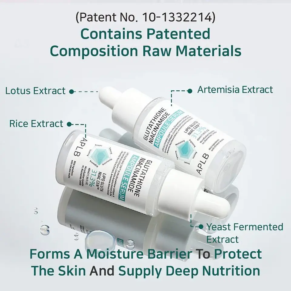 Glutathione Niacinamide Ampoule Serum (APLB) - 30ml Serum calmante y aclarante con niacinamida, centella y glutatión 5