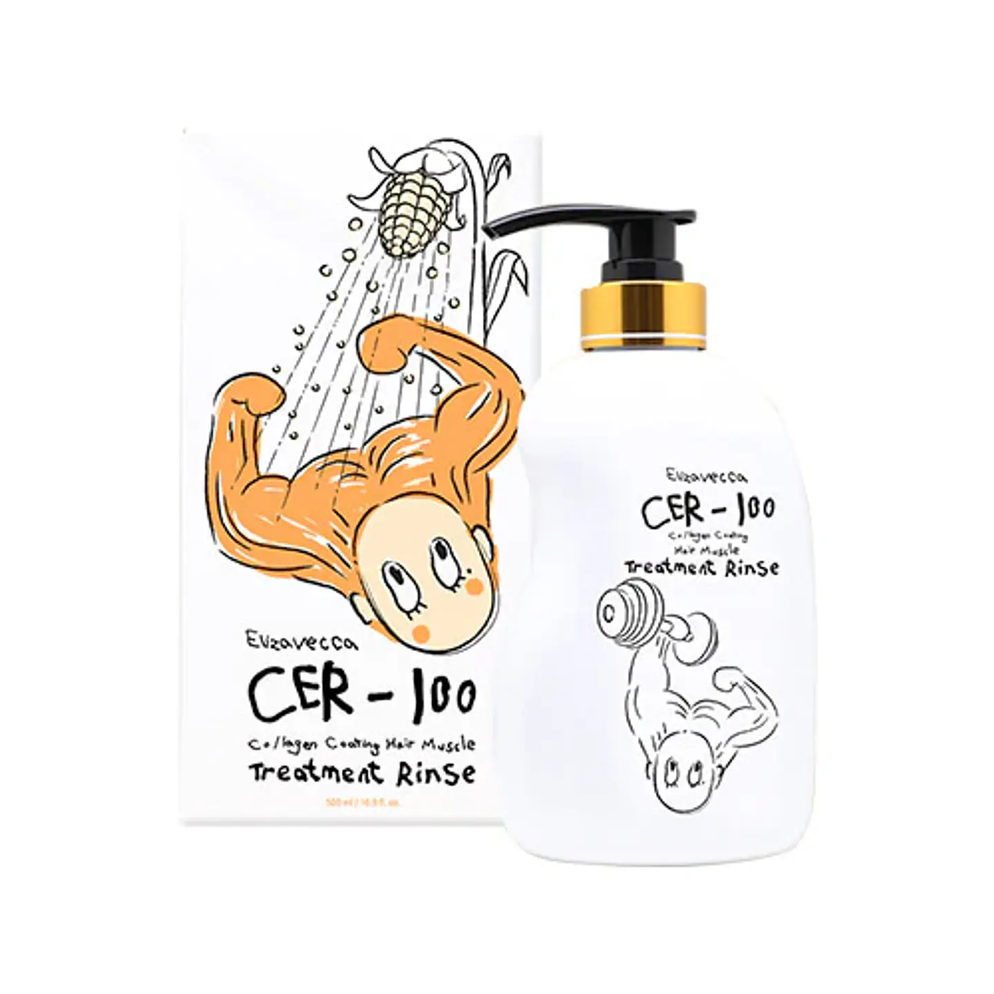 Cer-100 Collagen Coating Hair A+ Muscle Treatment Rinse (Elizavecca) -500 ml  Acondicionador cabello fortalecedor con colágeno y proteínas 1
