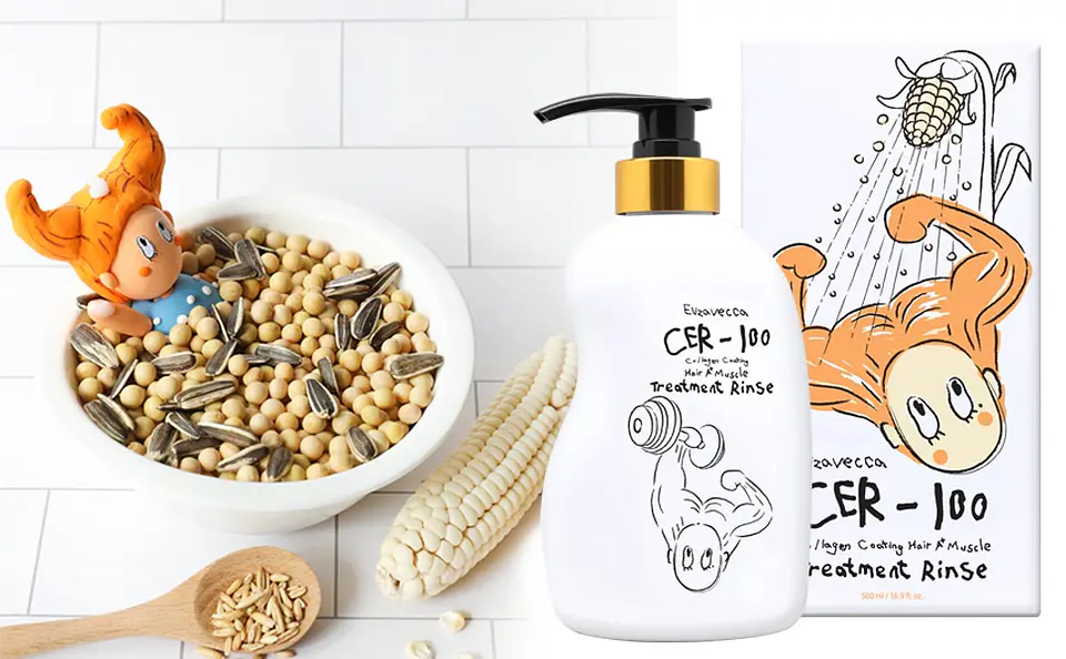 Cer-100 Collagen Coating Hair A+ Muscle Treatment Rinse (Elizavecca) -500 ml  Acondicionador cabello fortalecedor con colágeno y proteínas 3