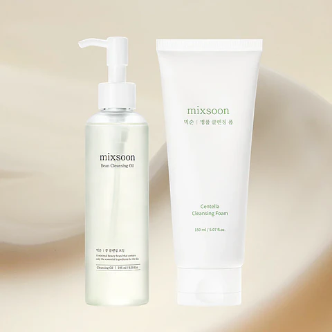 Double Cleansing Set (Mixsoon) - Set de doble limpieza Limpiador oleoso 195ml + Limpiador en espuma 150ml