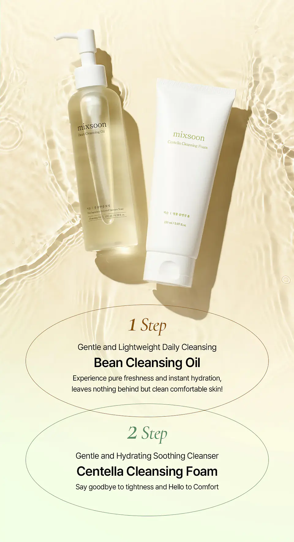 Double Cleansing Set (Mixsoon) - Set de doble limpieza Limpiador oleoso 195ml + Limpiador en espuma 150ml 10