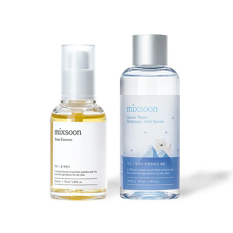 Essential Glass Skin Duo (Mixsoon)  - Set iluminador Bean Essence 50ml + Glacier Water Hyaluroni Acid Serum 100ml