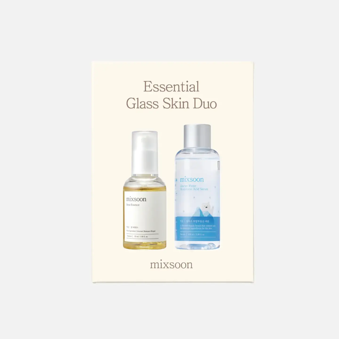Essential Glass Skin Duo (Mixsoon)  - Set iluminador Bean Essence 50ml + Glacier Water Hyaluroni Acid Serum 100ml 5