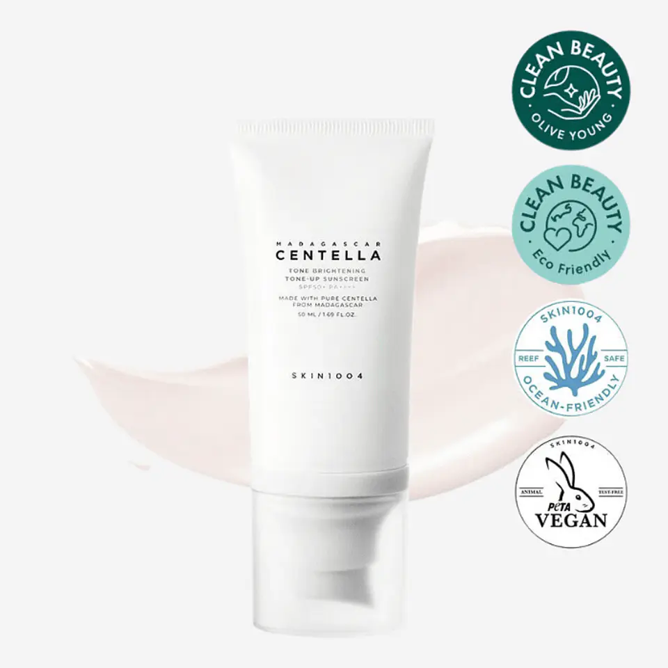 Madagascar Centella Tone Brightening Tone-up Sunscreen SPF50+ PA++++ (Skin1004) - Protector solar aclarante  1