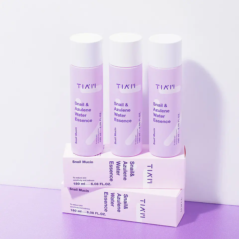 Snail & Azulene Water Essence (TIAM) - 180 ml Esencia 87% baba de caracol rosácea pieles sensibles 9