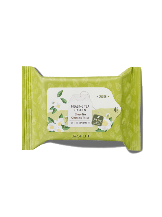 Healing Tea Garden Green Tea Cleansing Tissue (The Saem) - Toallitas faciales de limpieza 20 unidades