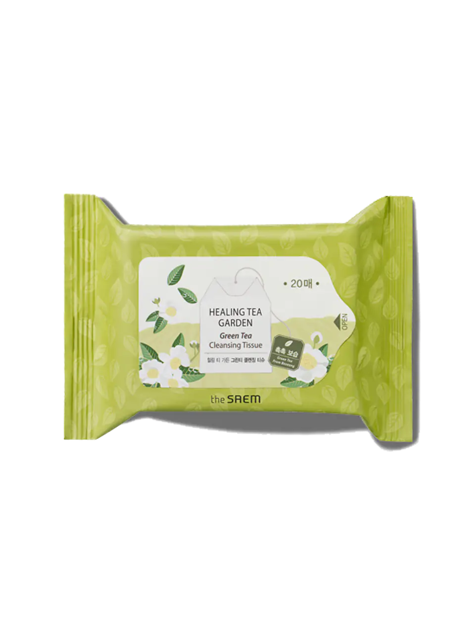 Healing Tea Garden Green Tea Cleansing Tissue (The Saem) - Toallitas faciales de limpieza 20 unidades 1