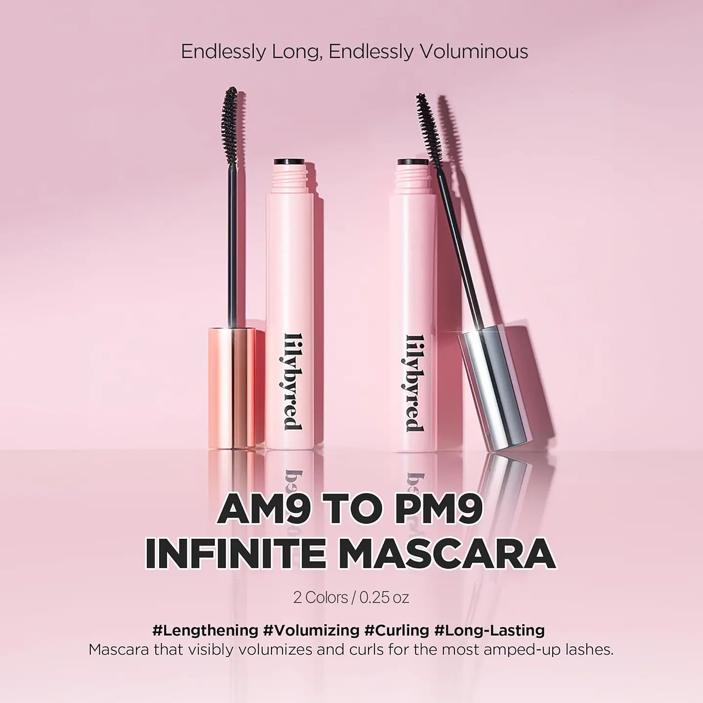 AM9 to PM9 Infinite Mascara (Lilybyred) - Máscara de pestañas #01 Long & Curl  o #02 Volume & Curl 3