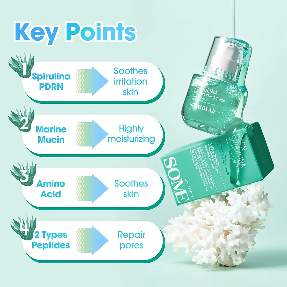 PDRN Spirulina Soothing Repair Serum (Some By Mi) -50ml Serum con PDRN de espirulina 8