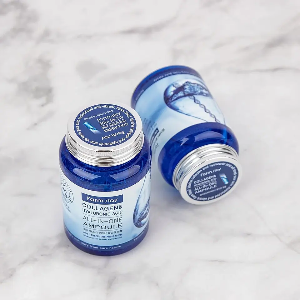 Collagen & Hyaluronic Acid Ampoule (Farm Stay) -250ml Serum colágeno antiarrugas tamaño grande 13