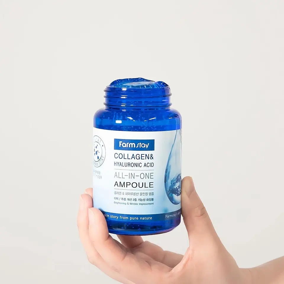 Collagen & Hyaluronic Acid Ampoule (Farm Stay) -250ml Serum colágeno antiarrugas tamaño grande 14