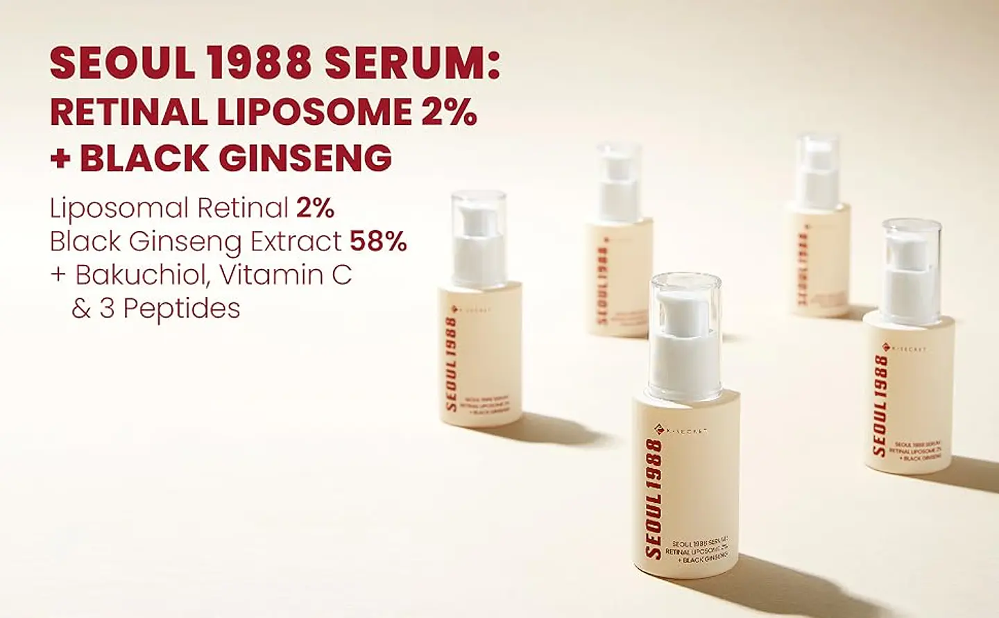 Seoul 1988 Serum: Retinal Liposome 2% + Black Ginseng (K-Secret) - 30ml  Serum antiedad con retinal y ginseng  3