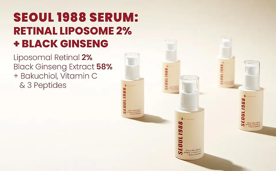 Seoul 1988 Serum: Retinal Liposome 2% + Black Ginseng (K-Secret) - 30ml  Serum antiedad con retinal y ginseng  3