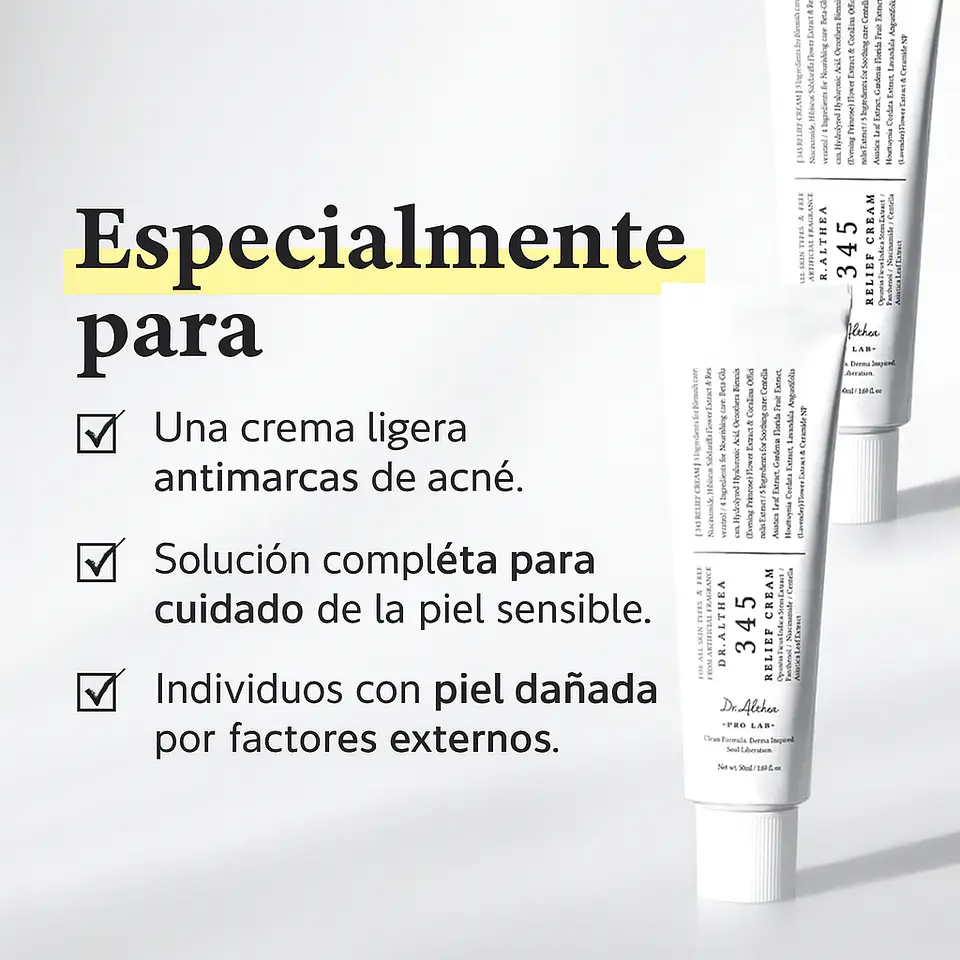 345 Relief Cream (Dr. Althea) - 50ml Crema calmante y aclarante pieles sensibles 4