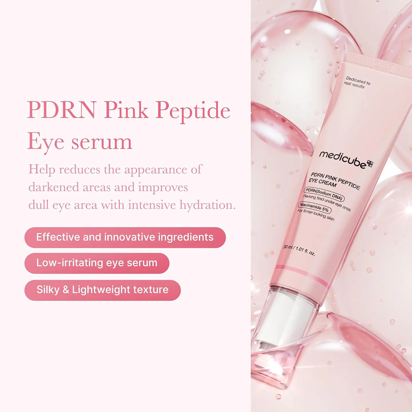PDRN Pink Peptide Eye Serum (Medicube) -30ml Contorno de ojos antiedad  6