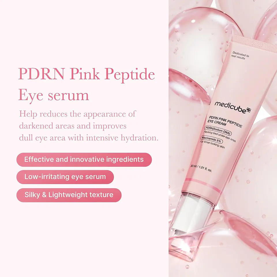 PDRN Pink Peptide Eye Serum (Medicube) -30ml Contorno de ojos antiedad  6
