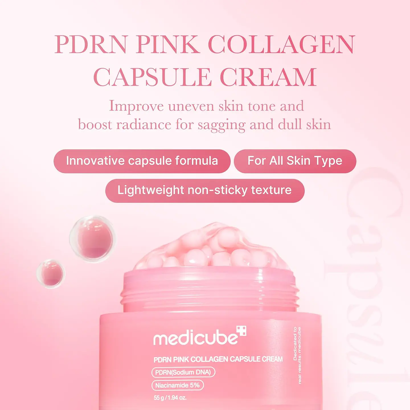 PDRN Pink Collagen Capsule Cream (Medicube) - Crema con cápsulas de colágeno y ADN de salmón 5