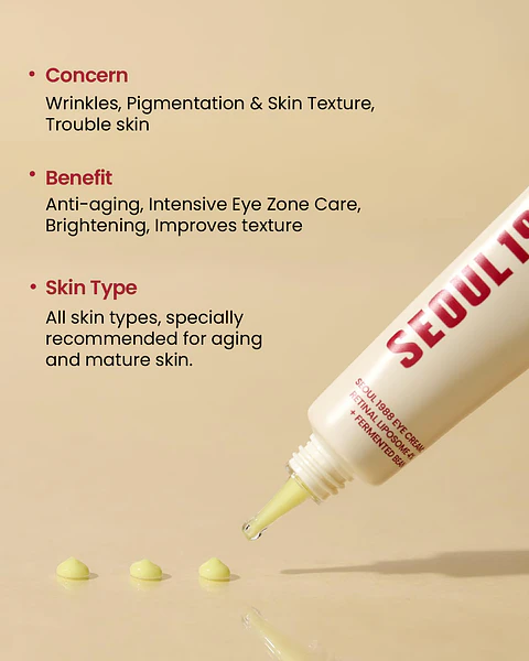 Seoul 1988 Eye Cream: Retinal Liposome 4% + Fermented Bean (K-Secret) -30ml Crema contorno de ojos antiedad con retinal, bakuchiol y péptidos